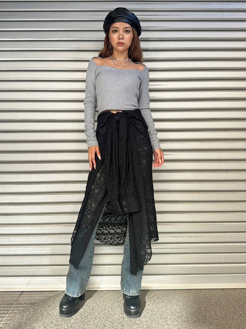 レースシャツライクロングスカート