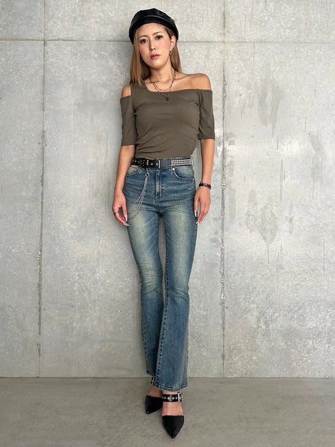 アシメデザインカットリブTOP