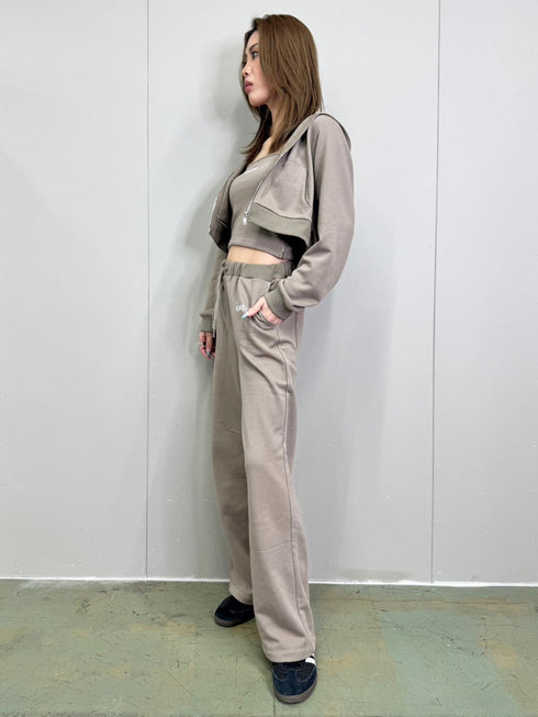 ロゴ刺繍スウェットショートパーカー