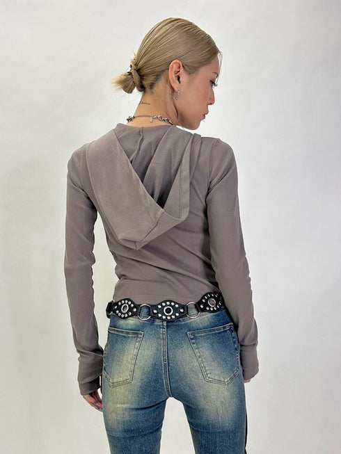 レースアップフードトップ