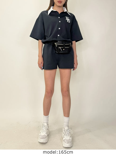 ラガーシャツ半袖オールインワン