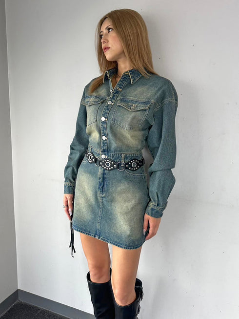 ヴィンテージ加工デニムワンピース