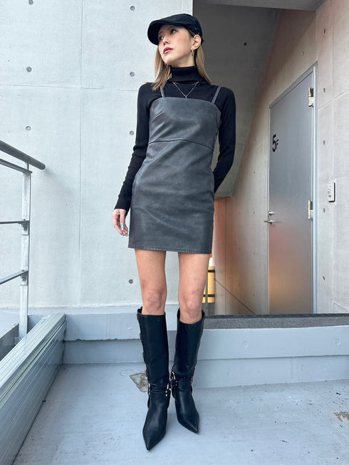 ヴィンテージレザーキャミワンピース