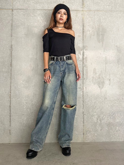 アシメデザインカットリブTOP