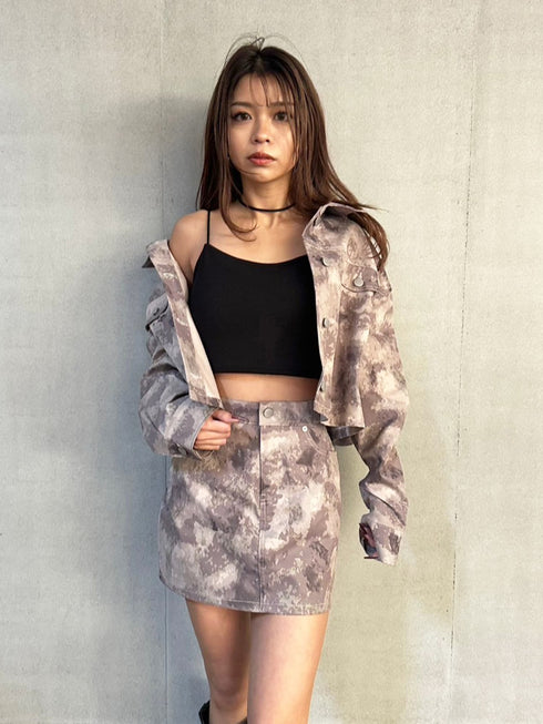 ニュアンス柄短丈シャツ