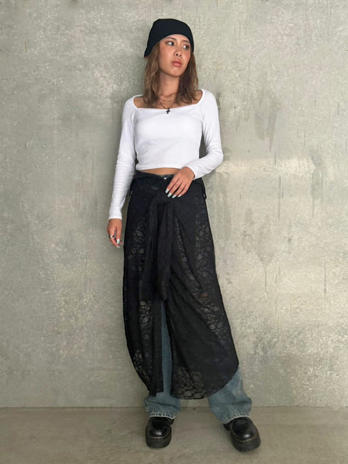 レースシャツライクロングスカート