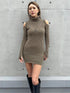 肩開きニットミニワンピース