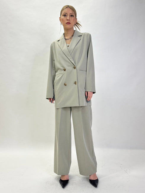 マーブル釦ワイドパンツ