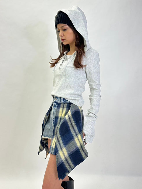 レースアップフードトップ