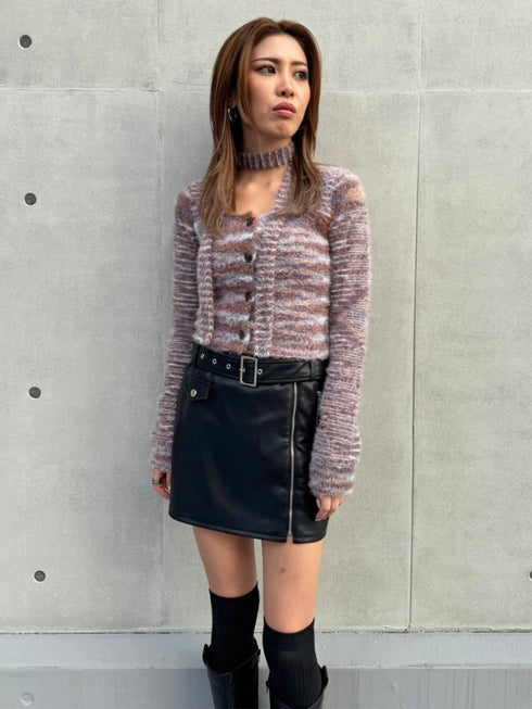 ストール付スクエアネックニットトップス