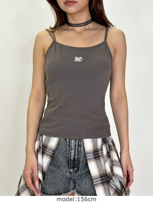 ロゴ刺繍キャミトップ