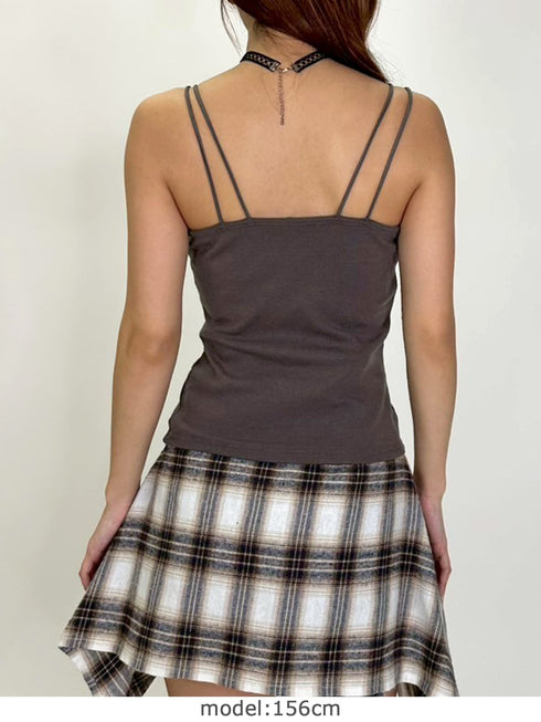 ロゴ刺繍キャミトップ