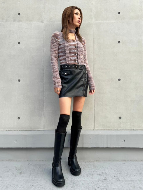 ストール付スクエアネックニットトップス