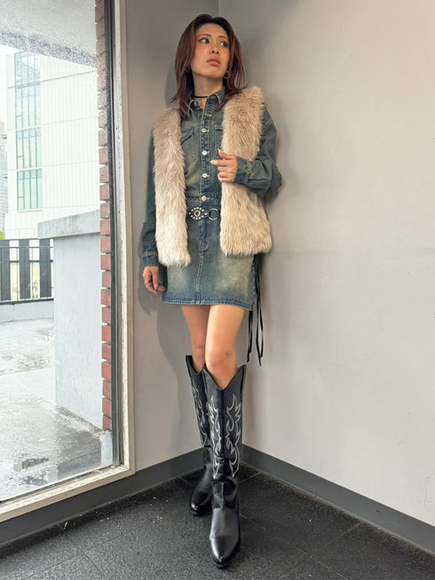 ヴィンテージ加工デニムワンピース