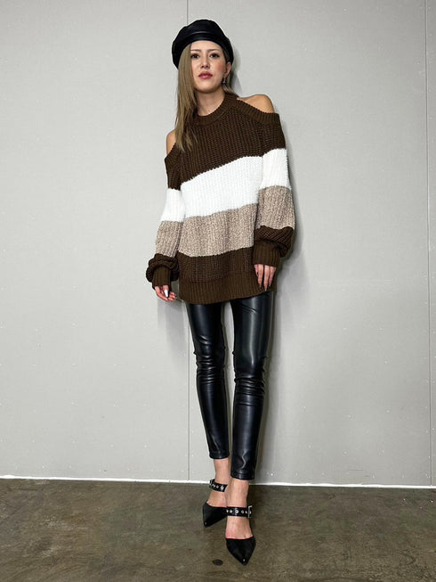 3カラー肩あきニットトップスⅡ