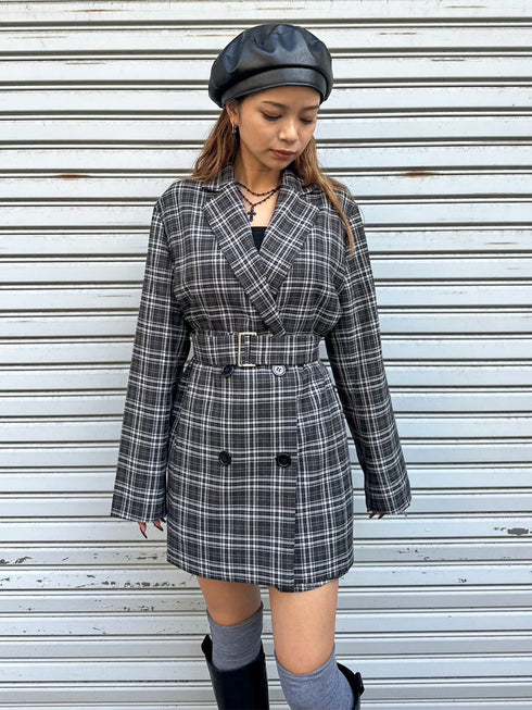 ワイドベルト付ダブルジャケット