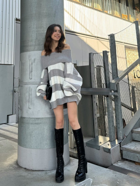 2WAYボーダーニットトップス