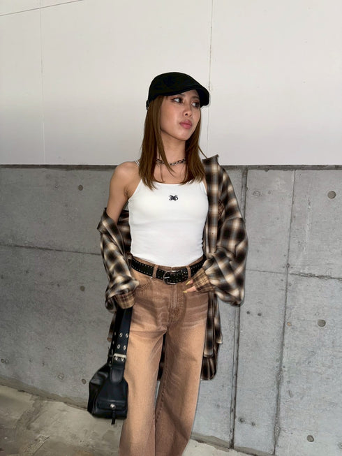 ロゴ刺繍キャミトップ