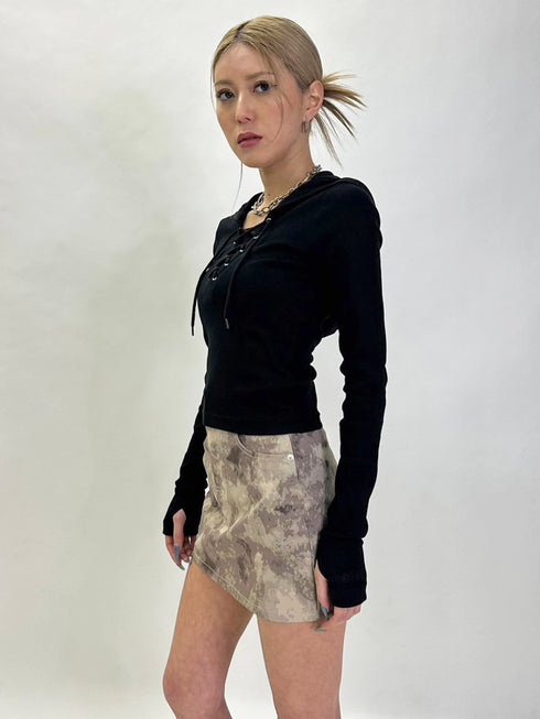 レースアップフードトップ