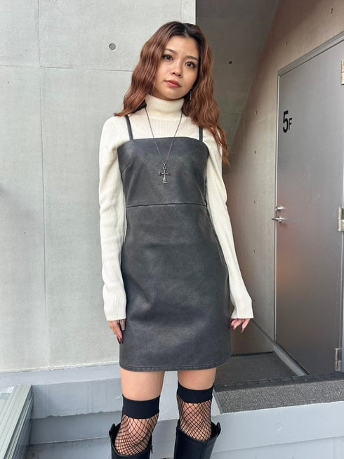 ヴィンテージレザーキャミワンピース