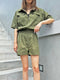 フロントZIPシャツオールインワン