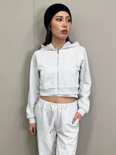 ロゴ刺繍スウェットショートパーカー