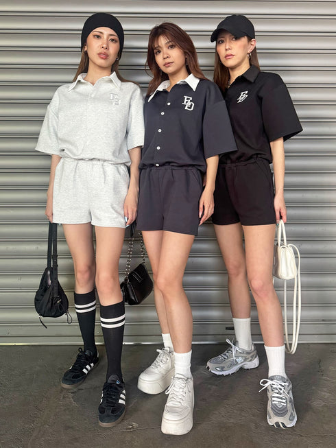 ラガーシャツ半袖オールインワン