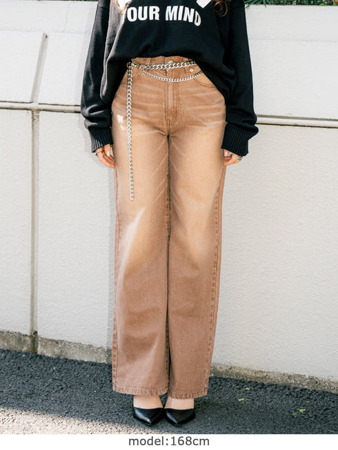 ヴィンテージライク加工ワイドパンツ