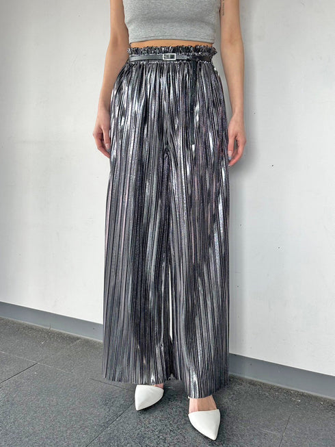 シャイニープリーツワイドパンツ