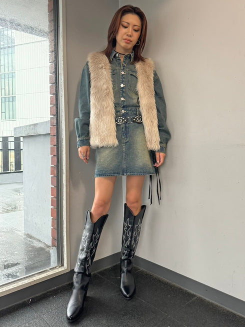 ヴィンテージ加工デニムワンピース