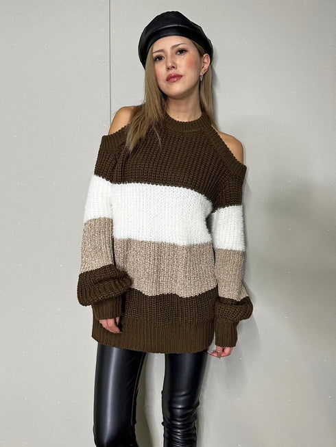 3カラー肩あきニットトップスⅡ