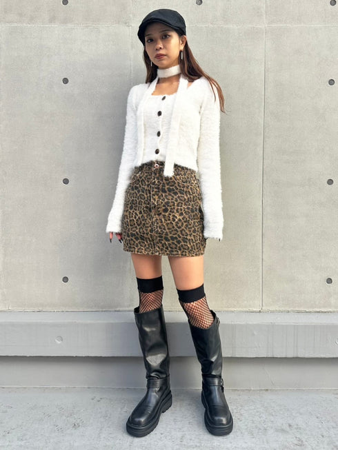 ストール付スクエアネックニットトップス