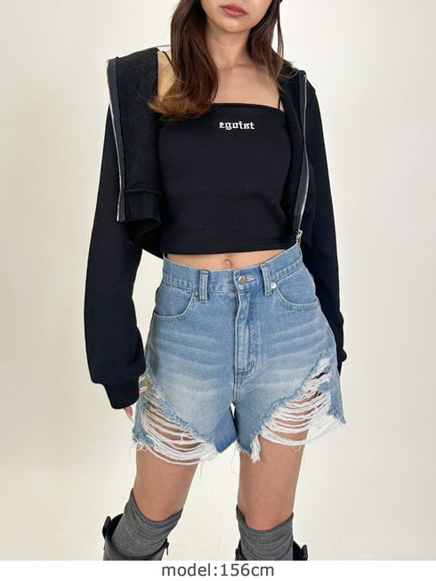 ハイダメージデニムショートパンツ