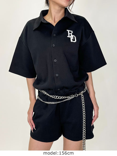 ラガーシャツ半袖オールインワン