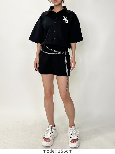 ラガーシャツ半袖オールインワン