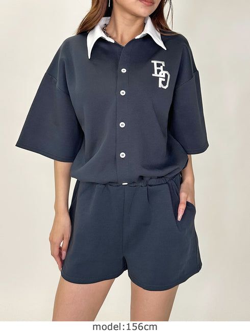 ラガーシャツ半袖オールインワン