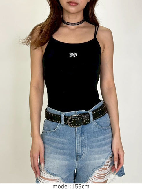 ロゴ刺繍キャミトップ