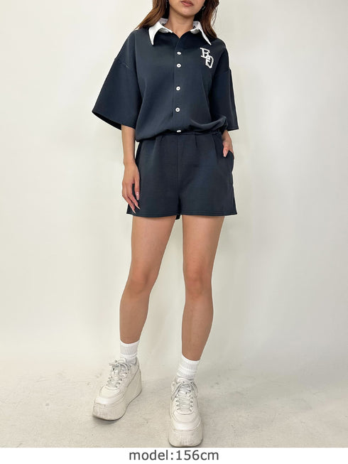 ラガーシャツ半袖オールインワン