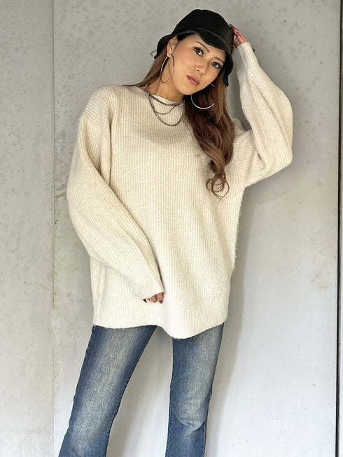 ロングシャギービッグニットトップス