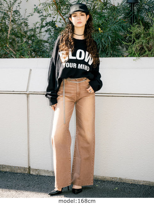 ヴィンテージライク加工ワイドパンツ