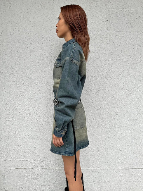ヴィンテージ加工デニムワンピース