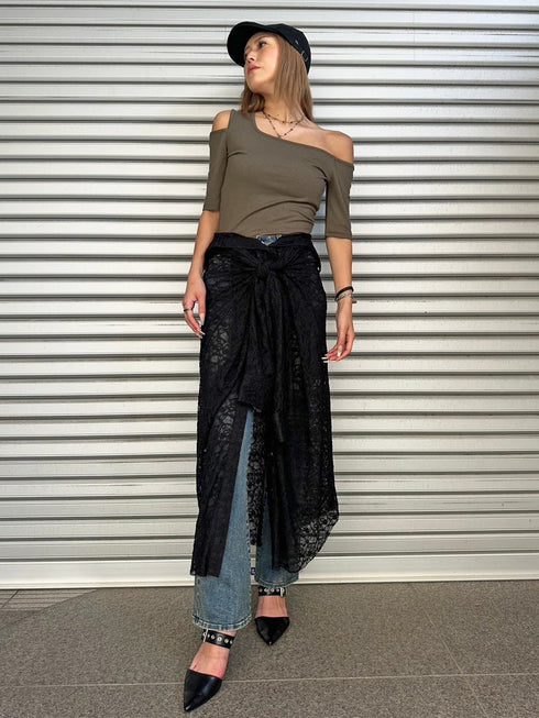 レースシャツライクロングスカート