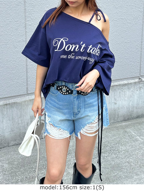 ハイダメージデニムショートパンツ