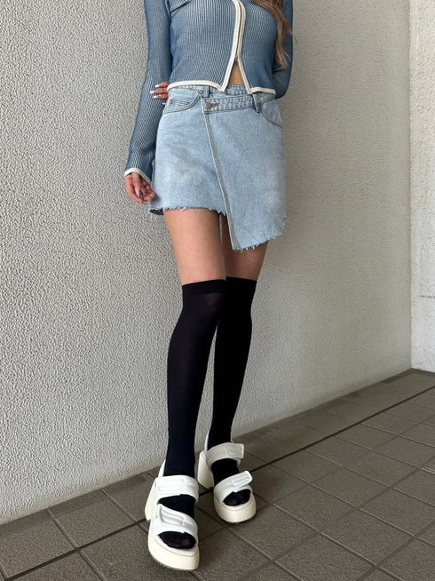 ラップデニムミニスカート