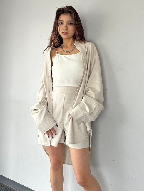 リネンライクシャツセットアップ