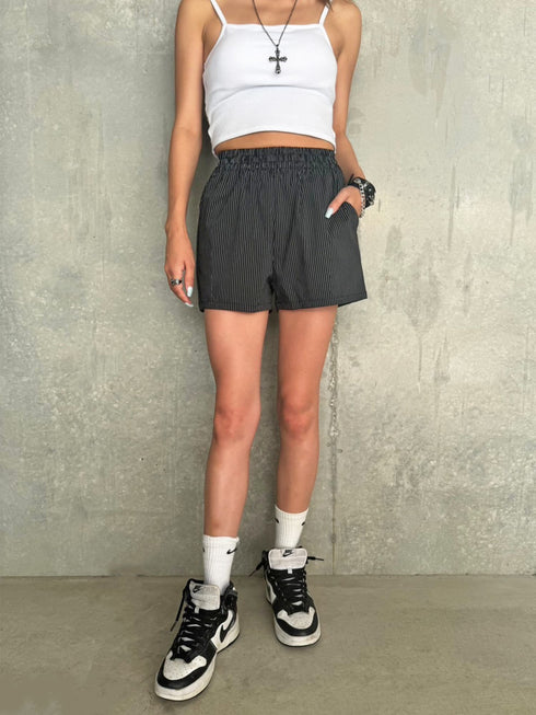 ウエストゴムストライプショートパンツ