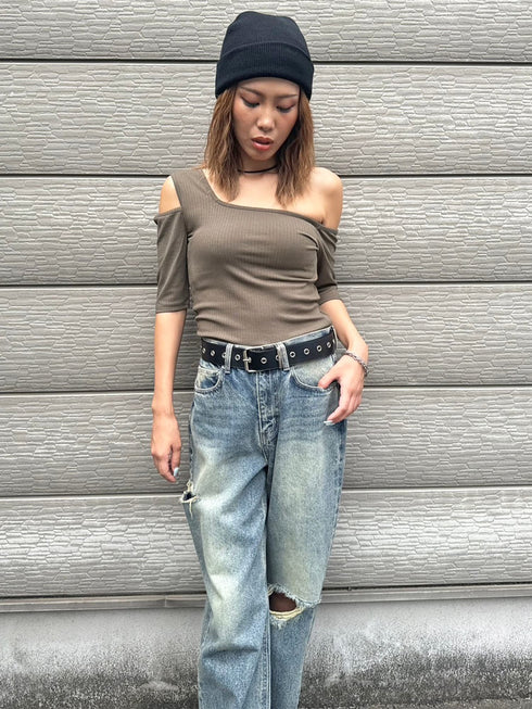 アシメデザインカットリブTOP