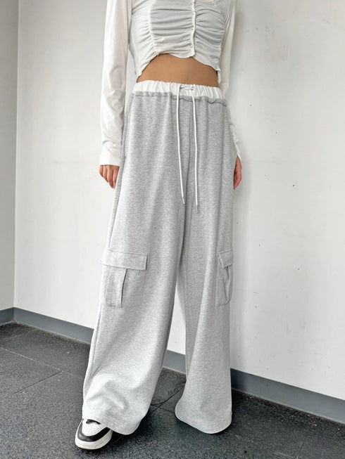 コントラストトリムスウェットカーゴパンツ