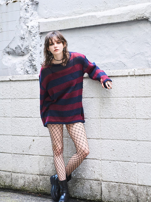 ダメージボ-ダーニットトップス