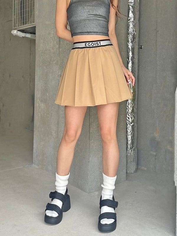 ウエストロゴプリーツミニスカート